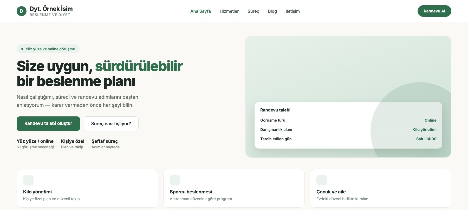 Diyetisyenler İçin Web Sitesi